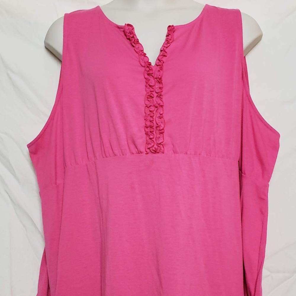 Hot Pink Ruffle Tank-top Sleep Top (5X - 34/36W)